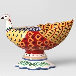 NWOT Hand Painted Ceramic Turkey Decorative Food Safe Bowl
